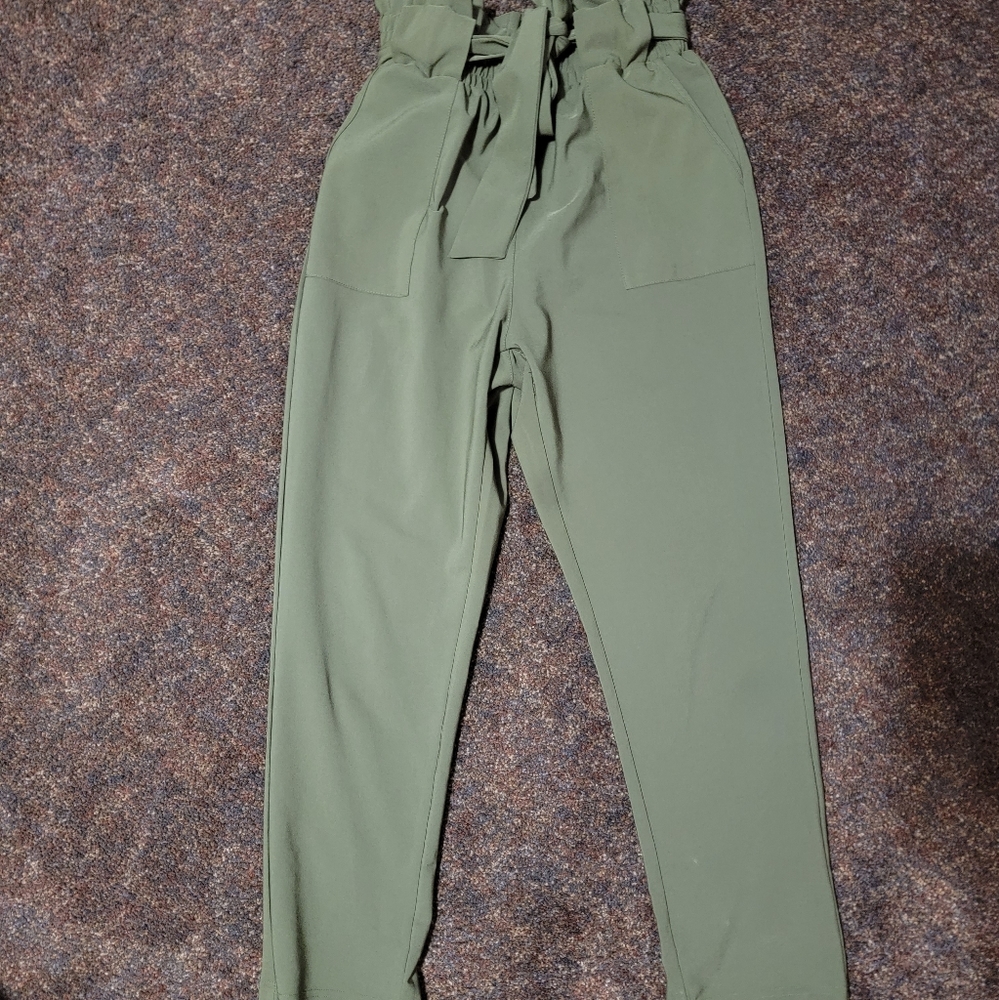 Grace Karin High Waisted Olive Green Dress Pants, Size Small